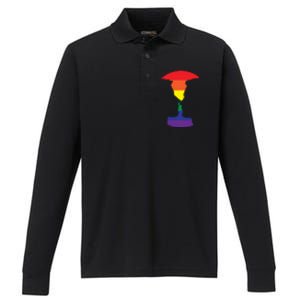 Rainbow Love Silhouette Of Two People Design Performance Long Sleeve Polo