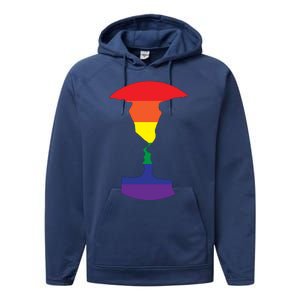 Rainbow Love Silhouette Of Two People Design Performance Fleece Hoodie