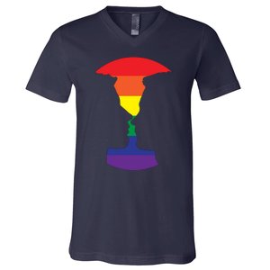 Rainbow Love Silhouette Of Two People Design V-Neck T-Shirt