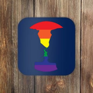 Rainbow Love Silhouette Of Two People Design Coaster