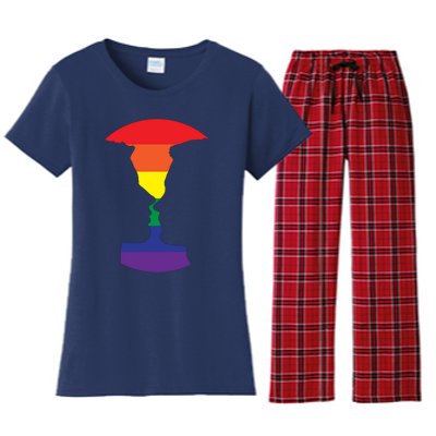 Rainbow Love Silhouette Of Two People Design Women's Flannel Pajama Set