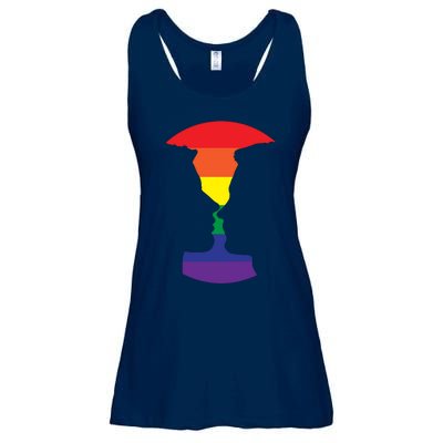 Rainbow Love Silhouette Of Two People Design Ladies Essential Flowy Tank