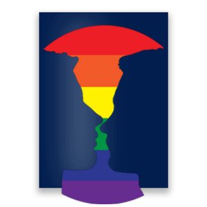 Rainbow Love Silhouette Of Two People Design Poster