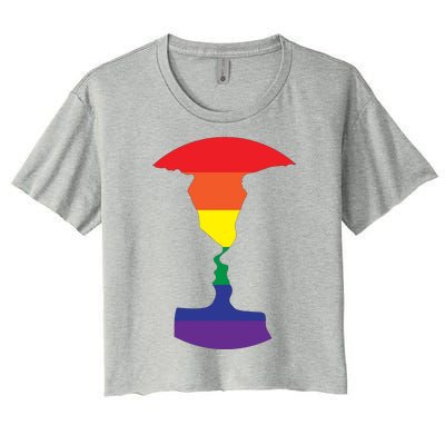 Rainbow Love Silhouette Of Two People Design Women's Crop Top Tee