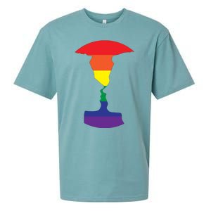 Rainbow Love Silhouette Of Two People Design Sueded Cloud Jersey T-Shirt