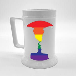 Rainbow Love Silhouette Of Two People Design Beer Stein