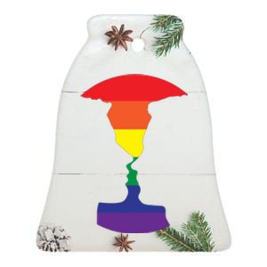 Rainbow Love Silhouette Of Two People Design Ceramic Bell Ornament