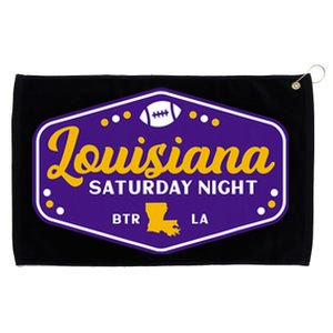 Retro Louisiana Saturday Night Purple & Gold Grommeted Golf Towel