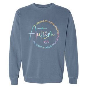 Respect Love Support Autism Awareness Month Garment-Dyed Sweatshirt