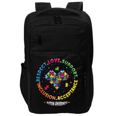 Respect Love Support Inclusion Acceptance Autism Awareness Funny Gift Impact Tech Backpack