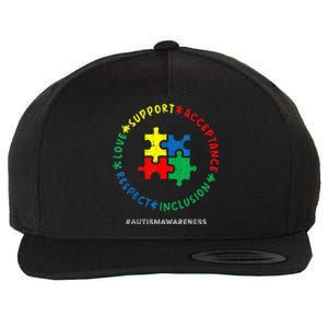 Respect Love Support Autism Awareness Month Wo  Wool Snapback Cap