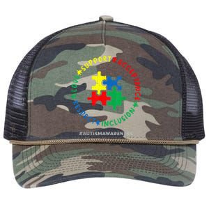 Respect Love Support Autism Awareness Month Wo  Retro Rope Trucker Hat Cap