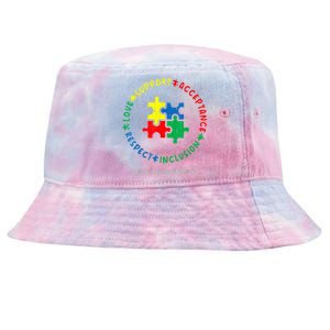 Respect Love Support Autism Awareness Month Wo  Tie-Dyed Bucket Hat