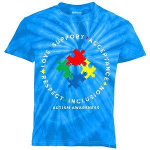 Respect Love Support Autism Awareness Month Wo  Kids Tie-Dye T-Shirt