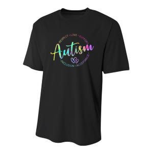 Respect Love Support Autism Awareness Month Youth Performance Sprint T-Shirt