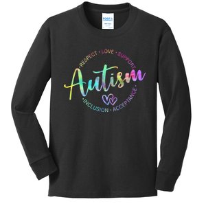 Respect Love Support Autism Awareness Month Kids Long Sleeve Shirt