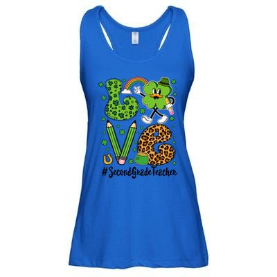 Retro Love Second Grade Teacher St Patricks Day Gift Ladies Essential Flowy Tank