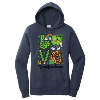 Retro Love Second Grade Teacher St Patricks Day Gift Women's Pullover Hoodie