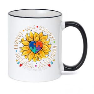 Respect Love Support Autism Awareness 11oz Black Color Changing Mug