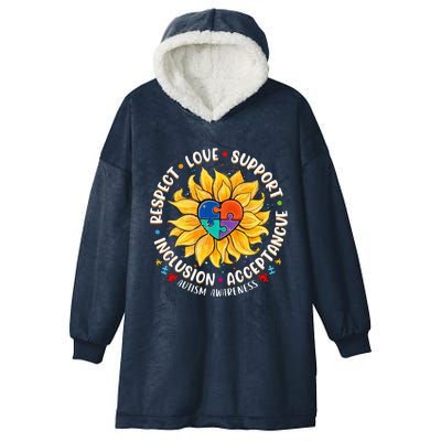 Respect Love Support Autism Awareness Hooded Wearable Blanket