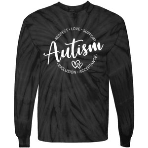 Respect Love Support Autism Awareness Month Tie-Dye Long Sleeve Shirt