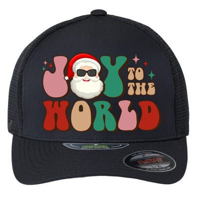 Retro Leopard Smile Santa Smile Joy To World Christmas Gift Flexfit Unipanel Trucker Cap