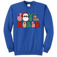 Retro Leopard Smile Santa Smile Joy To World Christmas Gift Sweatshirt