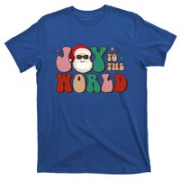 Retro Leopard Smile Santa Smile Joy To World Christmas Gift T-Shirt