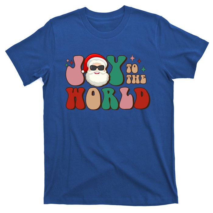 Retro Leopard Smile Santa Smile Joy To World Christmas Gift T-Shirt