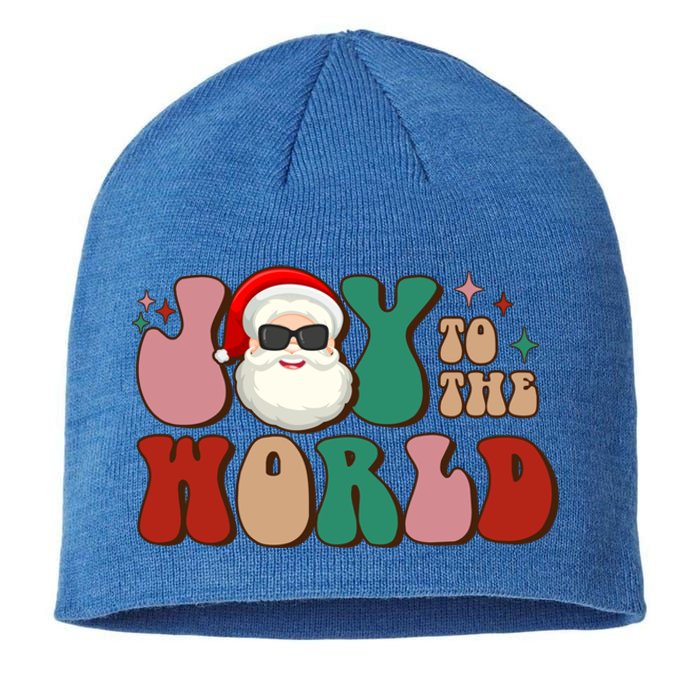 Retro Leopard Smile Santa Smile Joy To World Christmas Gift Sustainable Beanie