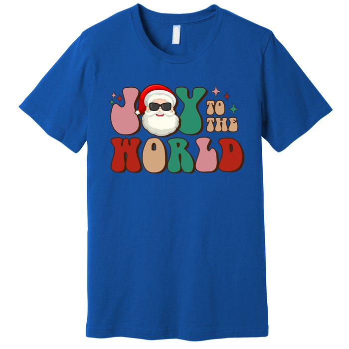 Retro Leopard Smile Santa Smile Joy To World Christmas Gift Premium T-Shirt