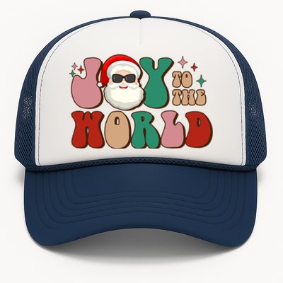 Retro Leopard Smile Santa Smile Joy To World Christmas Gift Trucker Hat