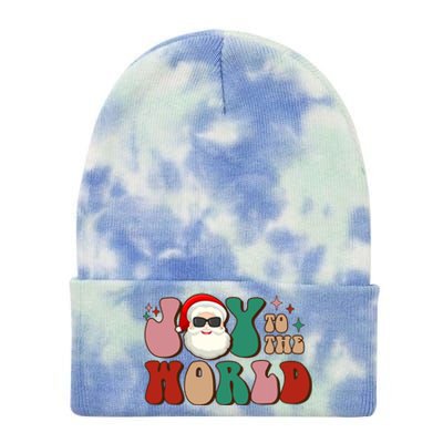 Retro Leopard Smile Santa Smile Joy To World Christmas Gift Tie Dye 12in Knit Beanie