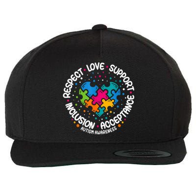 Respect Love Support Autism Awareness Wool Snapback Cap