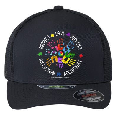 Respect Love Support Autism Awareness Support Autism Flexfit Unipanel Trucker Cap