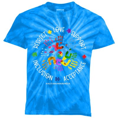 Respect Love Support Autism Awareness Support Autism Kids Tie-Dye T-Shirt