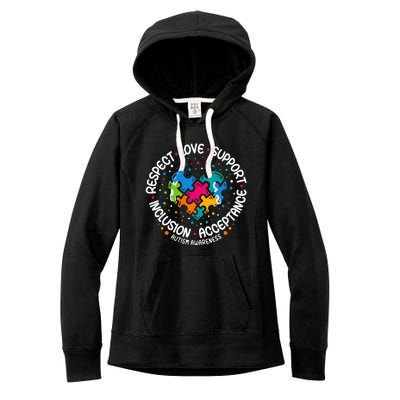 Respect Love Support Autism Awareness  Women's Fleece Hoodie