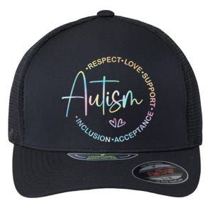 Respect Love Support Autism Awareness Month Women Men Flexfit Unipanel Trucker Cap