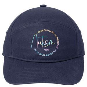 Respect Love Support Autism Awareness Month Women Men 7-Panel Snapback Hat