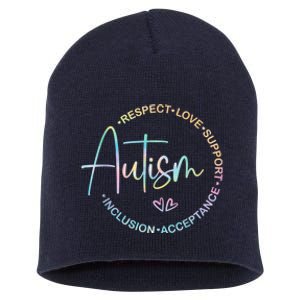 Respect Love Support Autism Awareness Month Women Men Short Acrylic Beanie