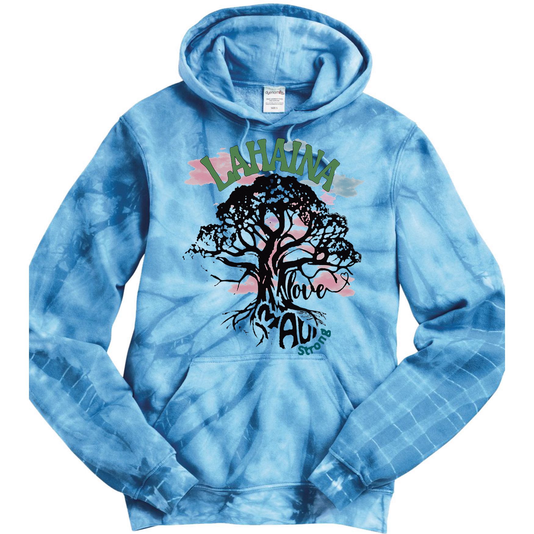 Retro Lahaina Strong Love Maui Support Hawaii Trees Tie Dye Hoodie