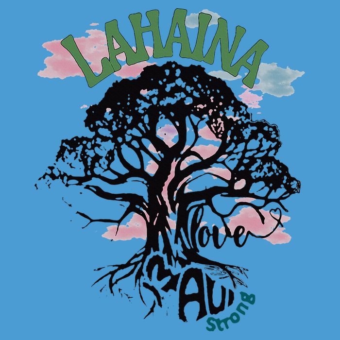 Retro Lahaina Strong Love Maui Support Hawaii Trees Tie Dye Hoodie