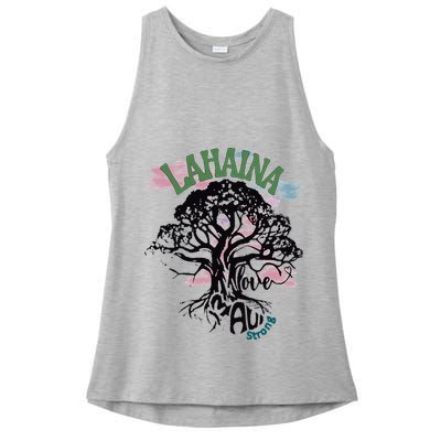 Retro Lahaina Strong Love Maui Support Hawaii Trees Ladies PosiCharge Tri-Blend Wicking Tank