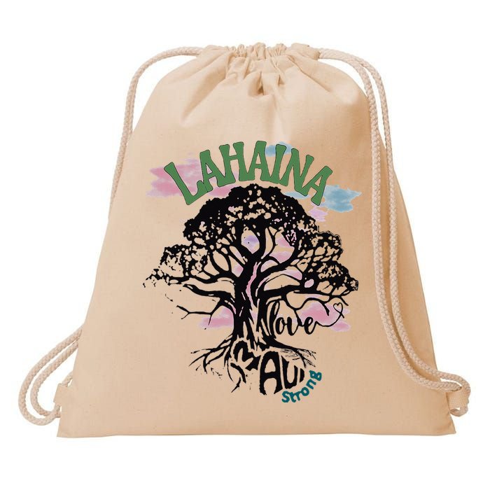 Retro Lahaina Strong Love Maui Support Hawaii Trees Drawstring Bag