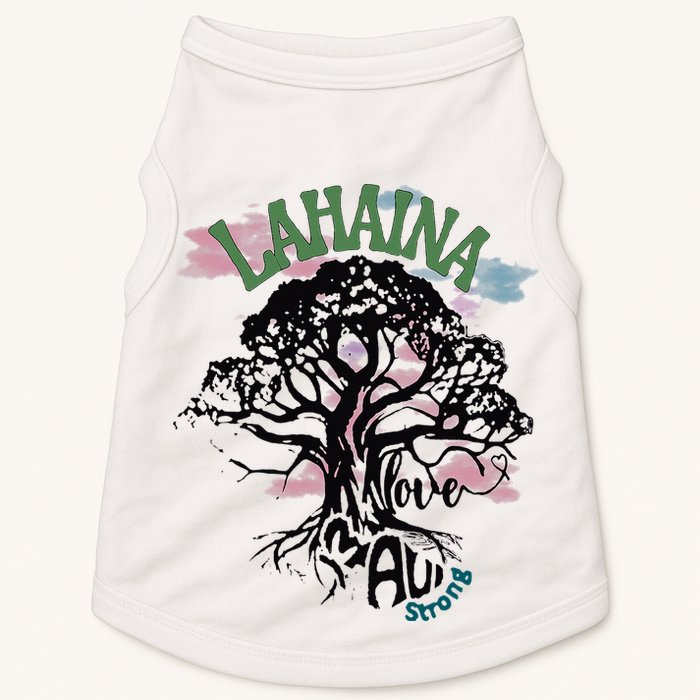 Retro Lahaina Strong Love Maui Support Hawaii Trees Doggie Tank