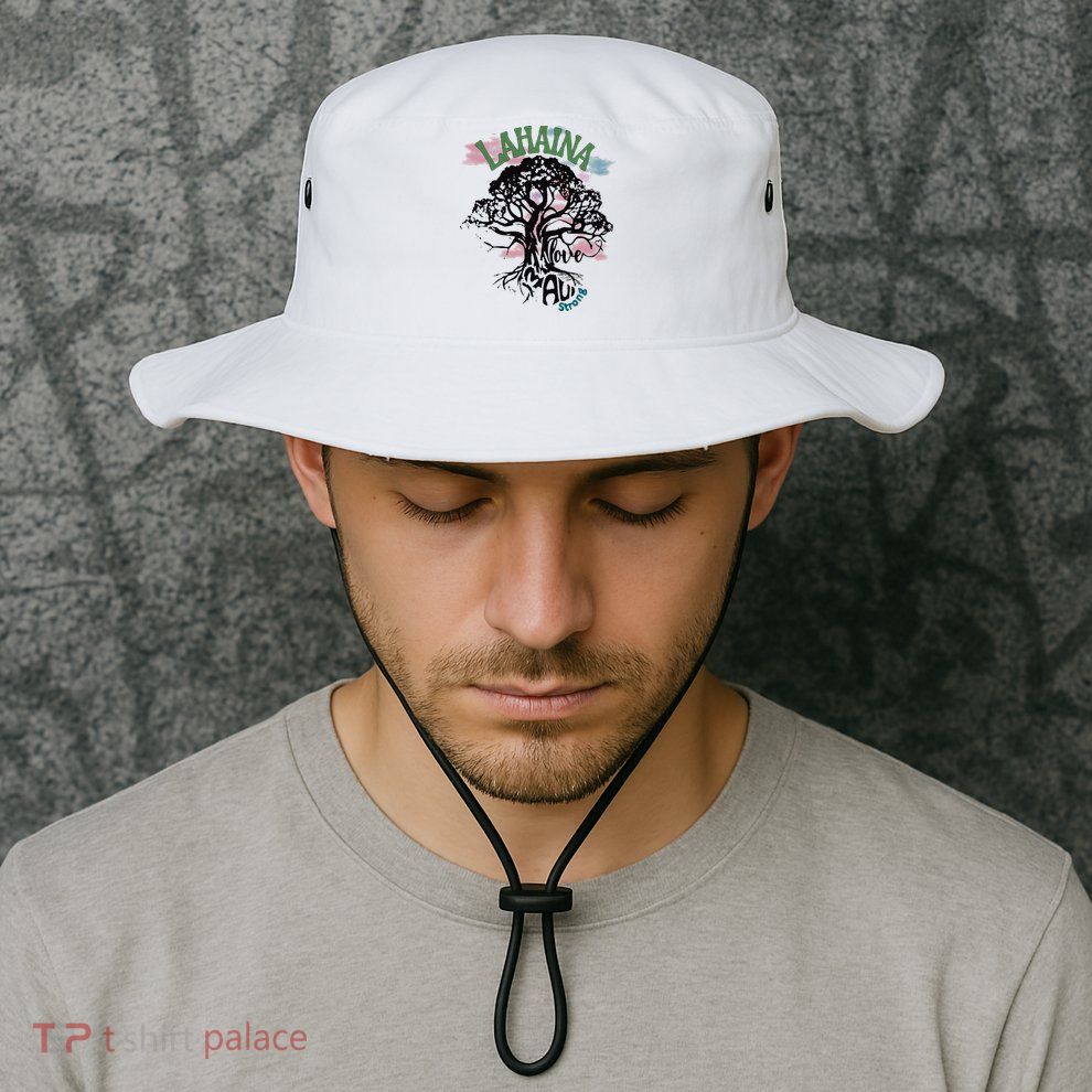 Retro Lahaina Strong Love Maui Support Hawaii Trees Bucket Hat