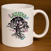 Retro Lahaina Strong Love Maui Support Hawaii Trees 11oz C Handle Ceramic Mug