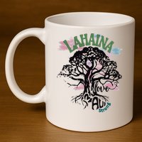 Retro Lahaina Strong Love Maui Support Hawaii Trees 11oz C Handle Ceramic Mug