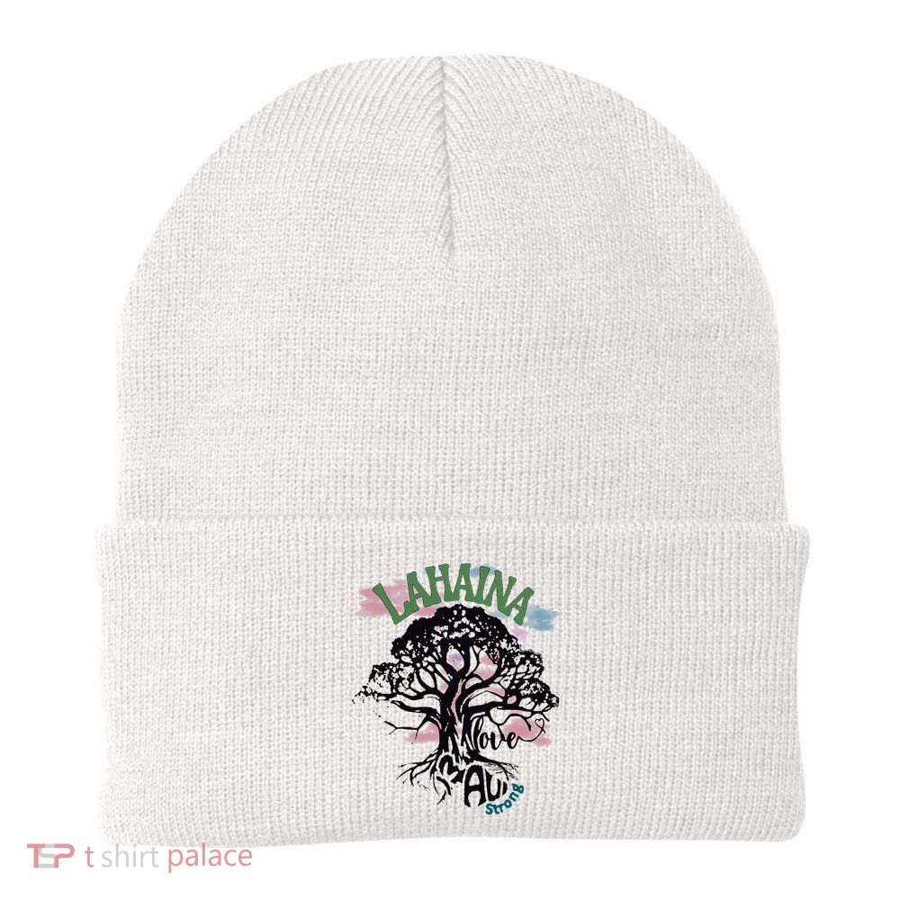 Retro Lahaina Strong Love Maui Support Hawaii Trees Beanie