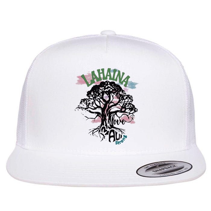 Retro Lahaina Strong Love Maui Support Hawaii Trees Flat Bill Trucker Hat